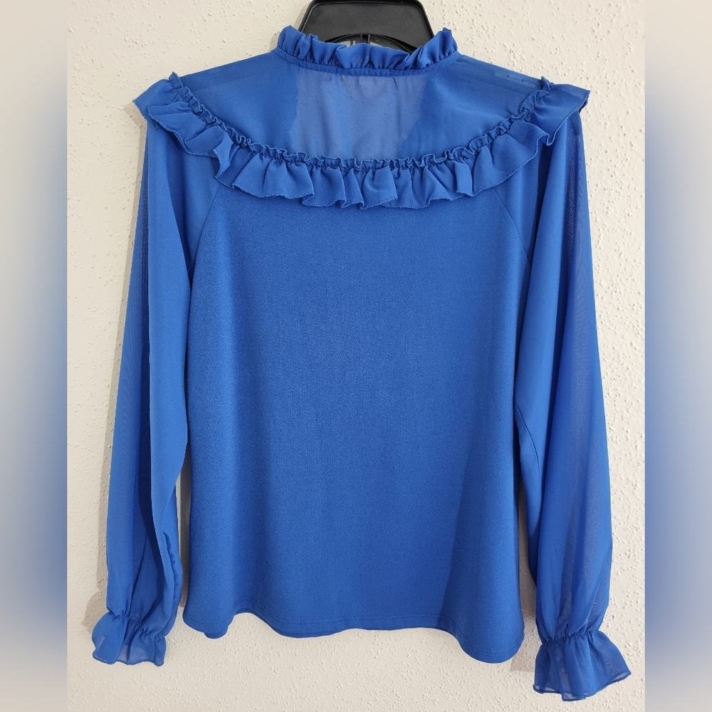 Kaily K Women's Blouse Baby Blue Long Sleeves Size M - Picture 5 of 8